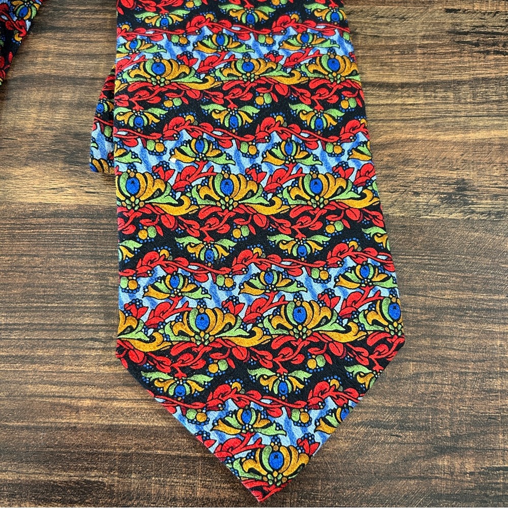 Vintage Electric Neckwear Power Ties Silk Tie – Bold‎ Retro Multicolor Print